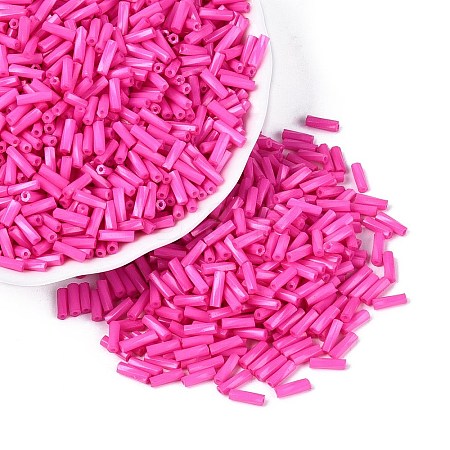 Baking Paint Glass Twist Bugle Beads SEED-C004-02S-1