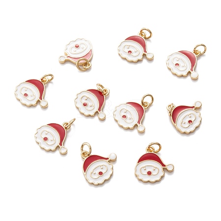 Real 18K Gold Plated Brass Enamel Charms KK-A154-10G-1