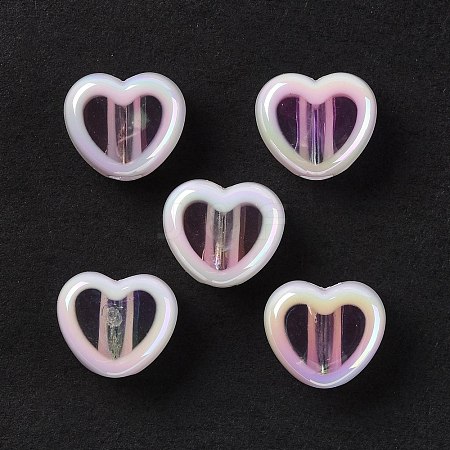 UV Plating Rainbow Iridescent Acrylic Beads OACR-H015-07H-1