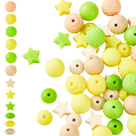 HOBBIESAY 12 Style Food Grade Eco-Friendly Silicone Focal Beads SIL-HY0001-06-1