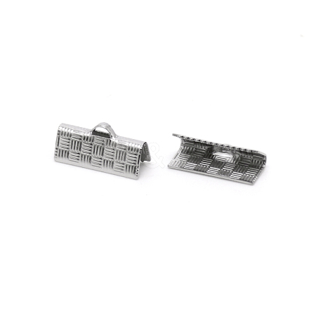 304 Stainless Steel Ribbon Crimp Ends STAS-WH0035-01B-P-1
