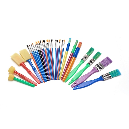 Plastic Rod Pig Mane Painting Pen Brush Set AJEW-WH0113-34-1