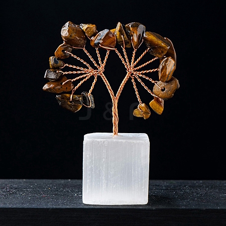 Natural Tiger Eye Chips Tree of Life Decorations LS-PW-WG21303-06-1