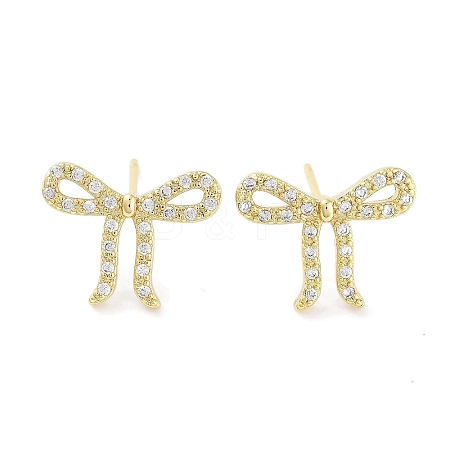 Brass Cubic Zirconia Stud Earrings for Women EJEW-S217-B04-1