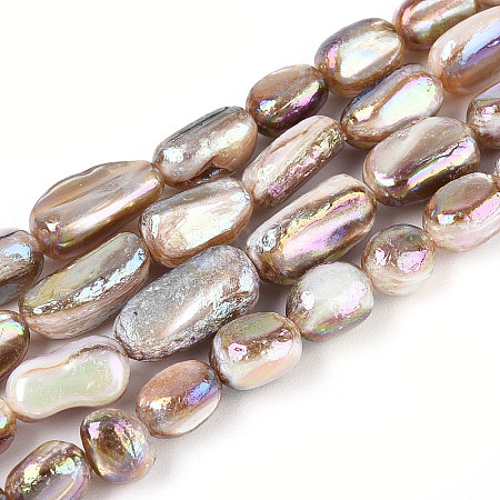 Electroplated Natural Freshwater Shell Beads Strands SHEL-T020-33-1