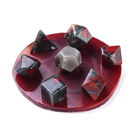 Natural Bloodstone Platonic Sacred Stones Geometry Set G-H240-01A-1