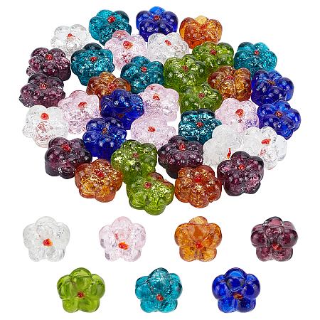 SUPERFINDINGS 35Pcs 7 Colors Transparent Handmade Bumpy Lampwork Beads FIND-FH0003-83-1