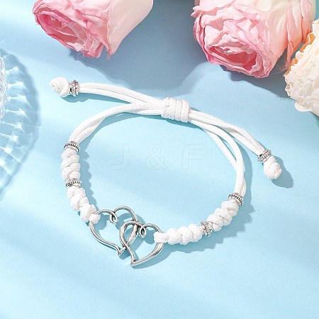 Heart Alloy Charm Bracelets BJEW-JB11503-01-1