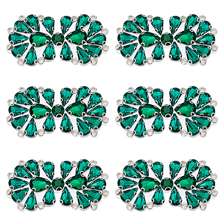 6Pcs Flower Glass Rhinestone Cabochons DIY-FG0010-18D-1