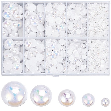 70G  5 Styles ABS Plastic Imitation Pearl Cabochons OACR-SC0001-45D-1