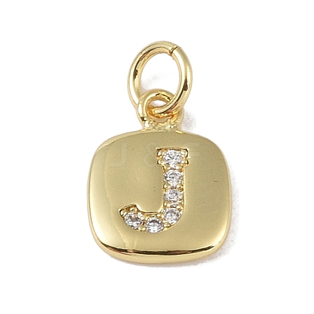 Rack Plating Brass Micro Pave CLear Cubic Zirconia Charms KK-E110-14G-J-1