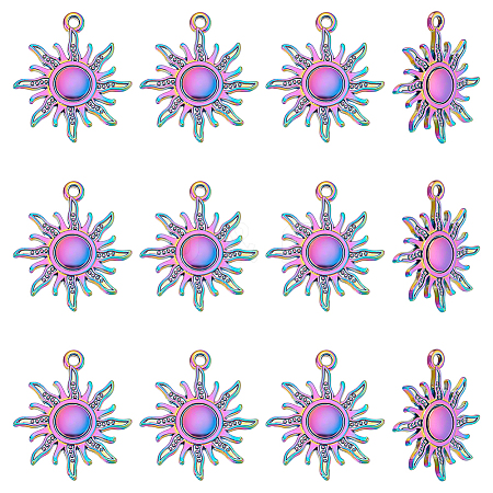 12Pcs Rainbow Color Alloy Pendants FIND-LP0001-55-1