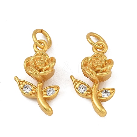 Brass Micro Pave Clear Cubic Zirconia Charms KK-F941-35A-G-1