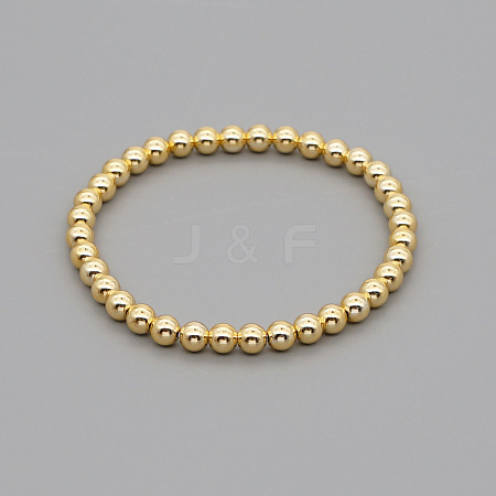 Classic Golden Tone Round Brass Beaded Stretch Bracelets for Women Men IN4084-4-1