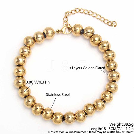 Simple Fashion Round Stainless Steel Beaded Bracelets for Women UG2742-7-1