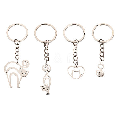 201 Stainless Steel Cat Keychains KEYC-TAC00008-1