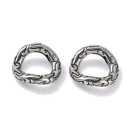 Tibetan Style 316 Surgical Stainless Steel Spring Gate Rings STAS-P362-10A-AS-1