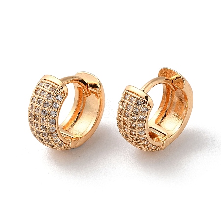 Brass Thick Hoop Earrings with Rhinestone EJEW-K256-47KCG-1