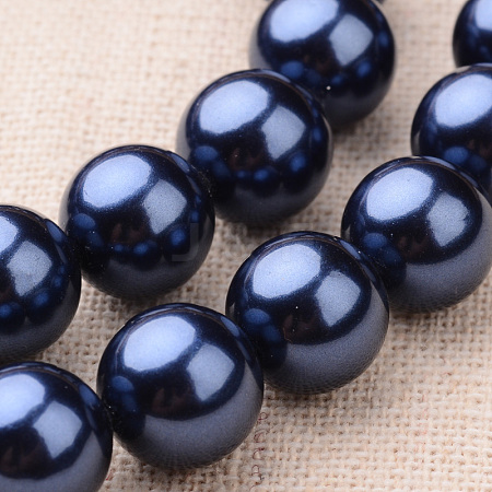 Polished Round Grade A Shell Pearl Bead Strands BSHE-F013-10A-6mm-1
