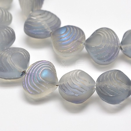 Frosted Electroplate Glass Shell Beads Strands EGLA-M002-B03-1