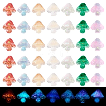 70Pcs 7 Colors Mushroom Luminous Resin Cabochons MRMJ-TA0001-26-1
