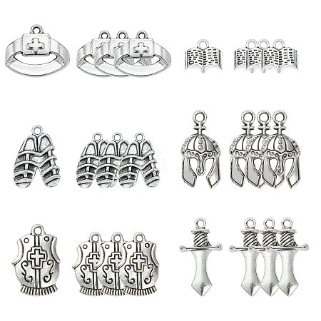 70Pcs 6 Styles Tibetan Style Alloy Pendants FIND-SZ0003-91-1