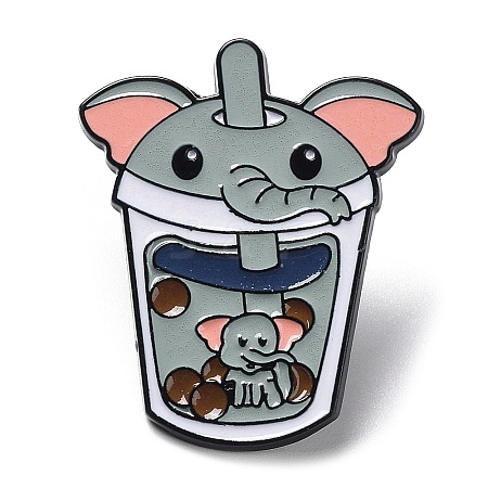 Cartoon Animal Boba Tea Cup Enamel Pin JEWB-E025-01EB-03-1