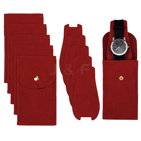 Rectangle Velvet Single Watch Storage Bag with Flip Cover ABAG-WH0038-59-1
