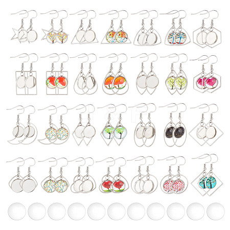 ANATTASOUL DIY Blank Dome Stainless Steel Dangle Earrings Making Kits DIY-AN0001-09P-1