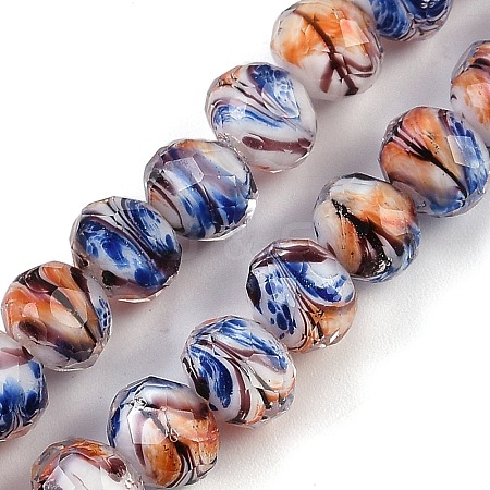 Handmade Gold Sand Lampwork Beads Strands LAMP-R141-8mm-20-1