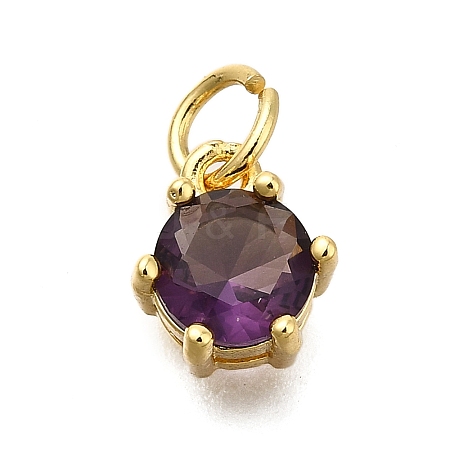 Brass Pave Cubic Zirconia Pendants KK-V002-23G-05-1