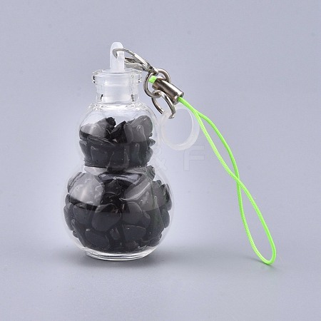 Transparent Glass Wishing Bottle Pendant Decoration HJEW-K033-B05-1