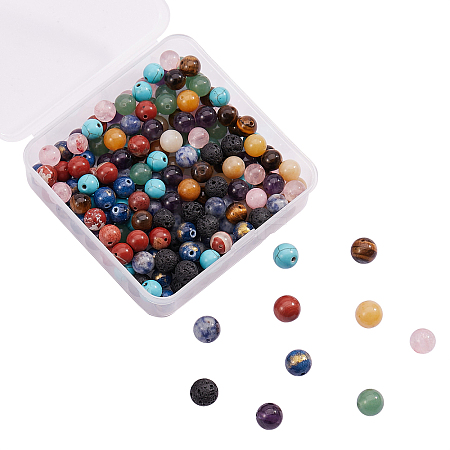 200Pcs 10 Style Natural & Synthetic Gemstone Round Beads G-CJ0001-53-1