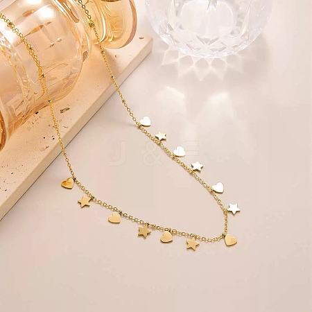 304 Stainless Steel Bib Necklaces for Women NJEW-A065-01C-G-1