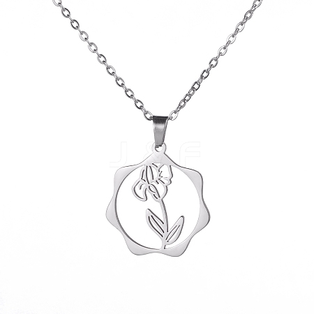 Non-Tarnish 304 Stainless Steel Pendant Necklaces PW-WG57218-04-1