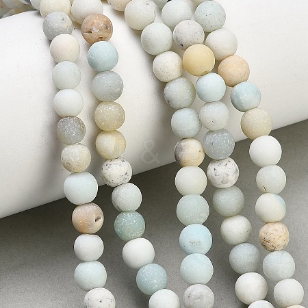 Natural Frosted Flower Amazonite Beads Strands GG-CBA6382-A04-6mm-02-1