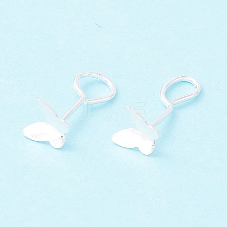 Tiny Butterfly 999 Fine Silver Stud Earrings EJEW-I260-35S-1