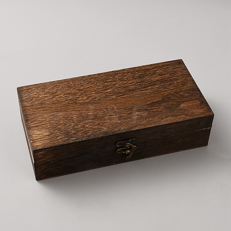 Wooden Packing Boxes with Hinged Lid and Clasps OBOX-WH0001-13-1