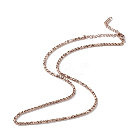 Ion Plating(IP) 304 Stainless Steel Wheat Chain Necklace for Men Women NJEW-K245-021D-1