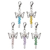 5Pcs 5 Colors Angel Shape Glass & Natural Shell Pendant Decorations HJEW-JM01813-S-1