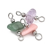 15Pcs 5 Colors Natural & Synthetic Mixed Gemstone Chip Links Connector Charms PALLOY-JF05360-2