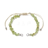 Natural Peridot Chip Nylon Braided Beaded Bracelet Making AJEW-JB01296-02-1