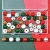 50Pcs 7 Colors Christmas Spray Painted Wood European Beads WOOD-FS0002-43-7