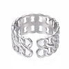 Non-Tarnish 304 Stainless Steel Curb Chain Open Cuff Ring RJEW-T023-24P-2