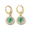 Hamsa Hand Golden Brass Dangle Leverback Earrings EJEW-Q797-10G-02-1