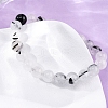 Natural Tourmalinated Quartz Round Beaded Stretch Bracelets for Men Women BJEW-G743-01C-3