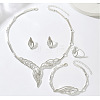 Wing Brass Crystal Rhinestone Pendant Necklaces & Stud Earrings & Link Bracelets & Rings Sets FS-WGB7F4A-02-1