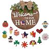 Natural MDF Board Door Hanging Decoration for Front Door Decoration HJEW-SZ0001-04-1