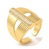 Bar Brass Micro Pave Cubic Zirconia Open Cuff Rings RJEW-U008-16G-1