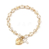 2Pcs 2 Colors Acrylic Beads & Alloy Enamel Cross & CCB Plastic Heart Stretch Charm Bracelet Sets for Women BJEW-JB14200-4